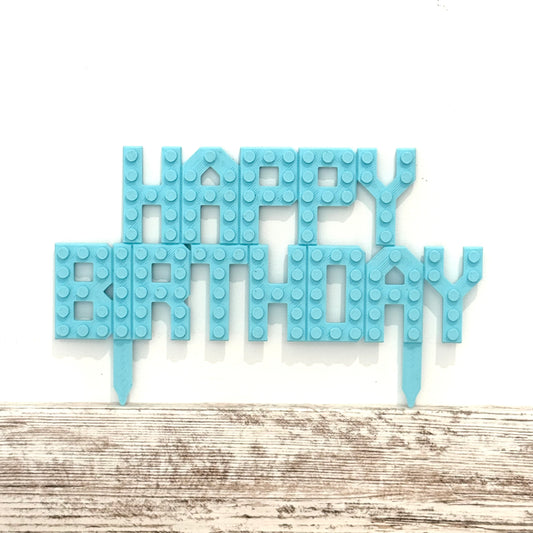 Brick Style 'Happy Birthday' Cake Topper