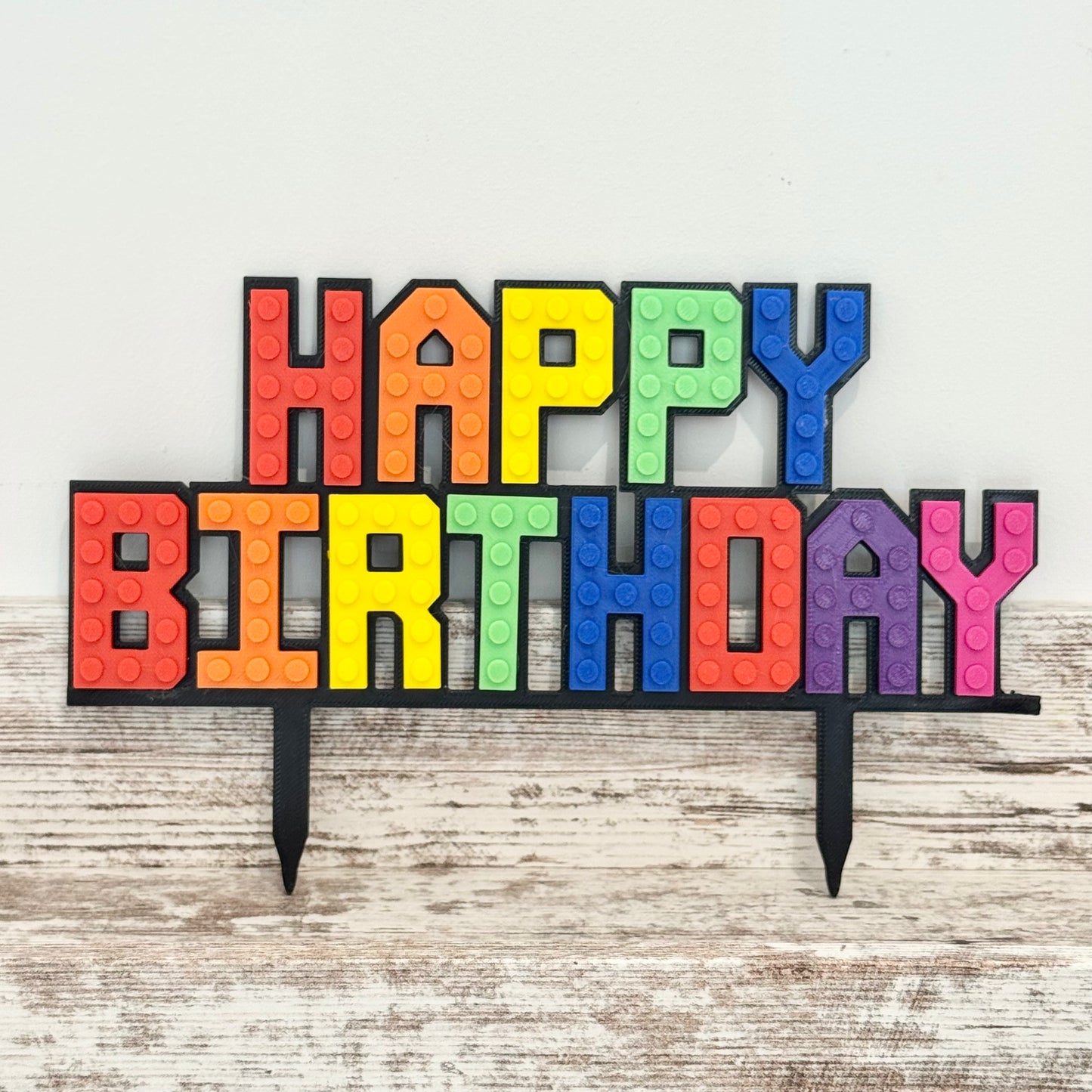 Brick Style 'Happy Birthday' Cake Topper